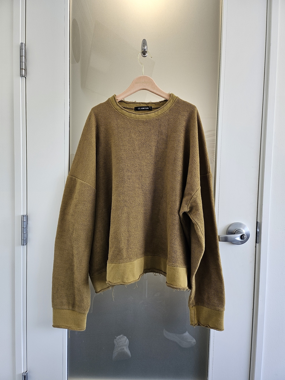 Oversize Knit Crewneck Sweater in Olive/Brown